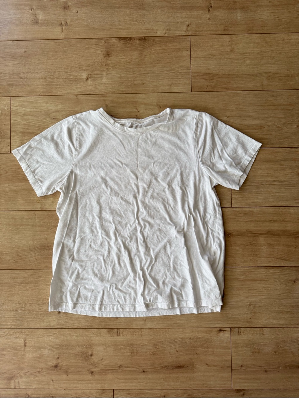 Eileen Fisher White Short Sleeve Tee Organic Cotton Blend Crew Neck Medium